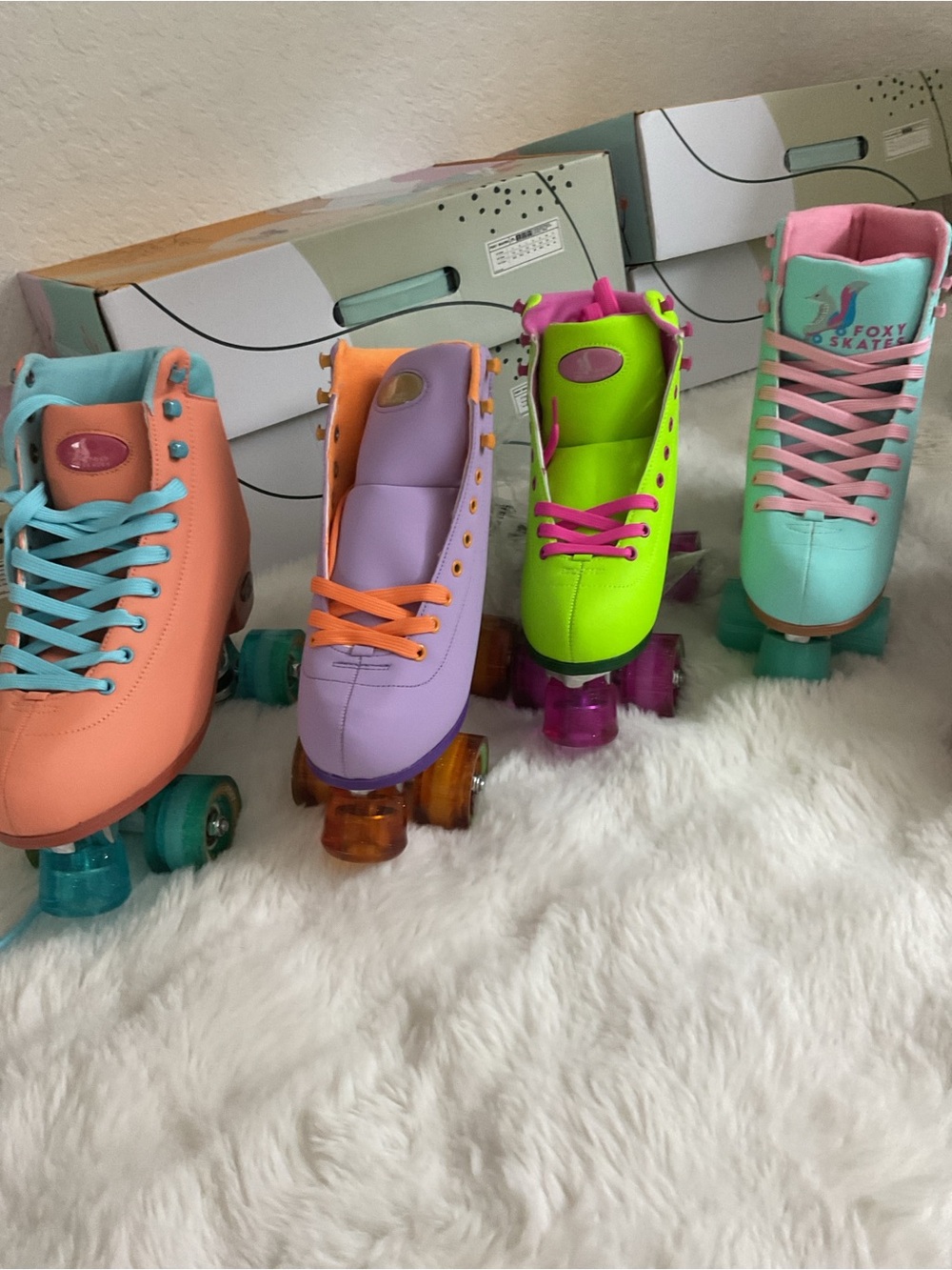 Pastel Turquoise & Pink Roller Skates + Classic Black Roller Skates